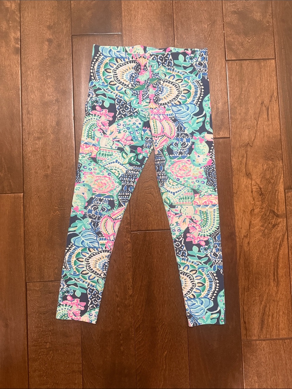 Lilly Pulitzer Girls' Floral Paisley Leggings in Teal, Navy & Pink